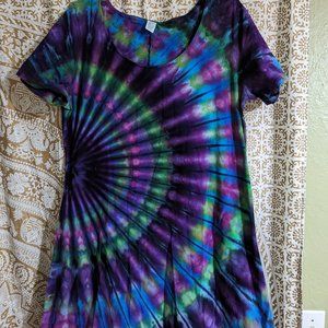 Hand dyed tie dye dress xl